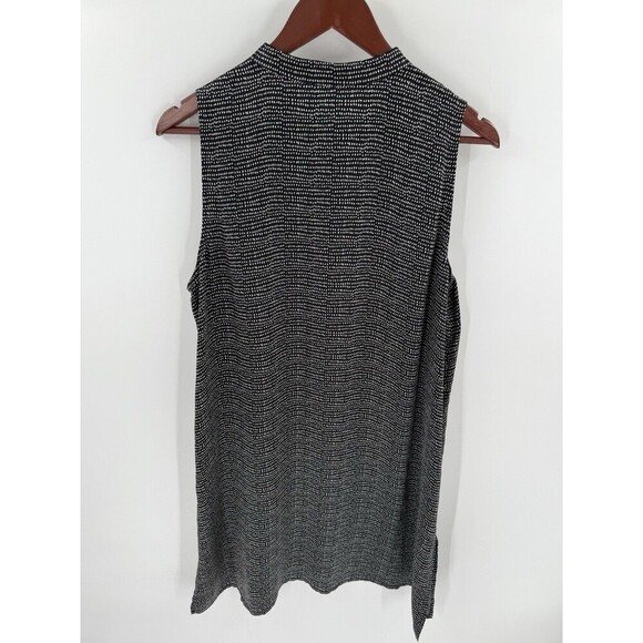 Eileen Fisher Black Polka Dot Silk Sleeveless Button Front Dress Size Large EUC - Picture 3 of 10